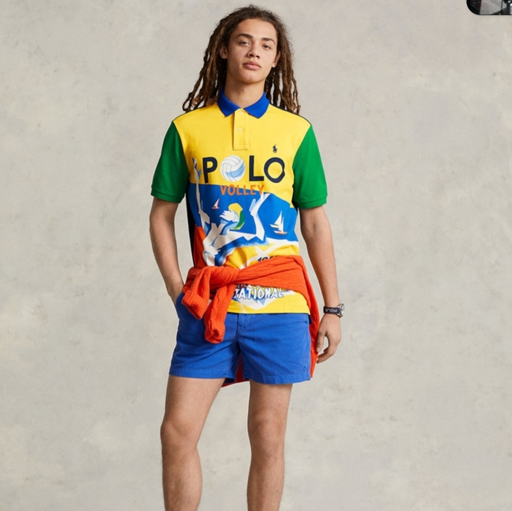 Polo Ralph Lauren Classic Fit Mesh Graphic volleyball Polo Shirt